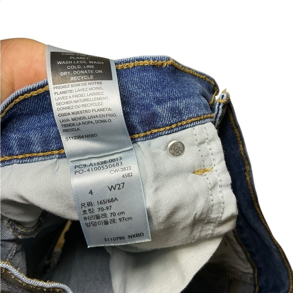 Levi's Blue Jean Shorts with Distressed Hem and Rolled Cuffs - Picture 2 of 4